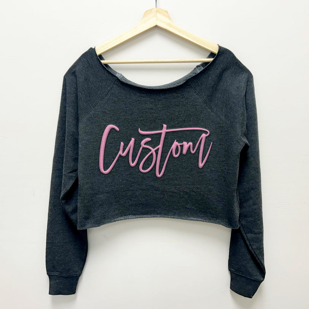 CUSTOM Cropped Off Shoulder Lightweight Sweatshirt