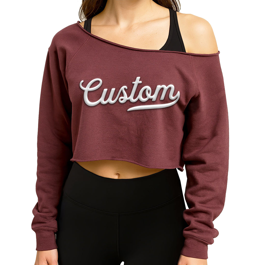 CUSTOM Cropped Off Shoulder Lightweight Sweatshirt