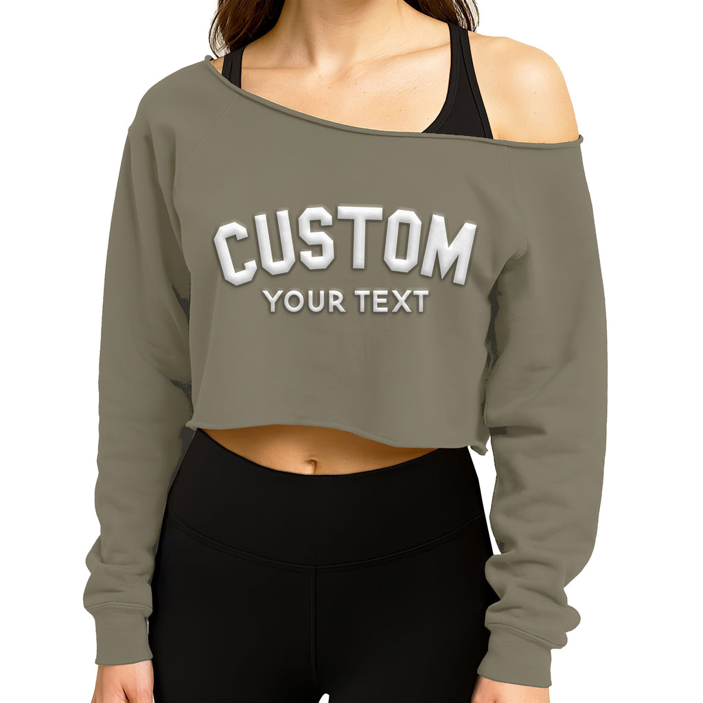 CUSTOM Cropped Off Shoulder Lightweight Sweatshirt