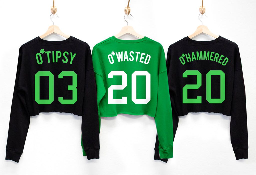 Irish Drinking Team St. Patrick's Day Cropped Sweater - 6 Names to Pick