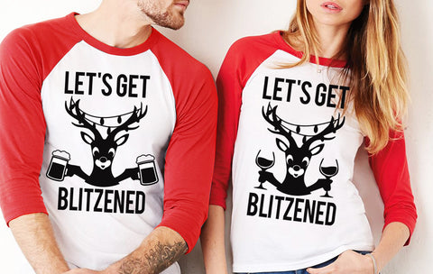 Let's Get BLITZENED Christmas Baseball Tees UNISEX Sizes - Pick Print Style