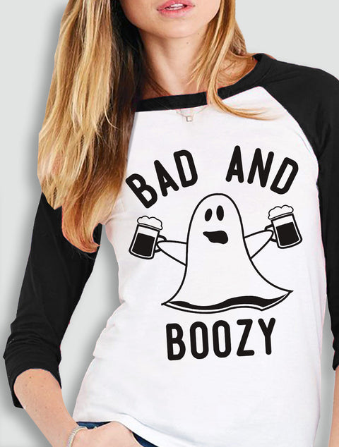 BAD & BOOZY Mugs Halloween Baseball Tee - Pick Color