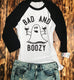 BAD & BOOZY Ghost Glasses Halloween Baseball Tee - Pick Color