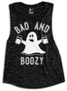 BAD & BOOZY Halloween Ghost Black Marble Muscle Tank Top