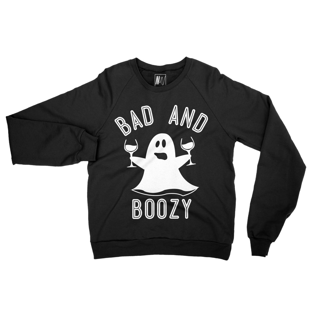 BAD & BOOZY Halloween Ghost Black Sweatshirt