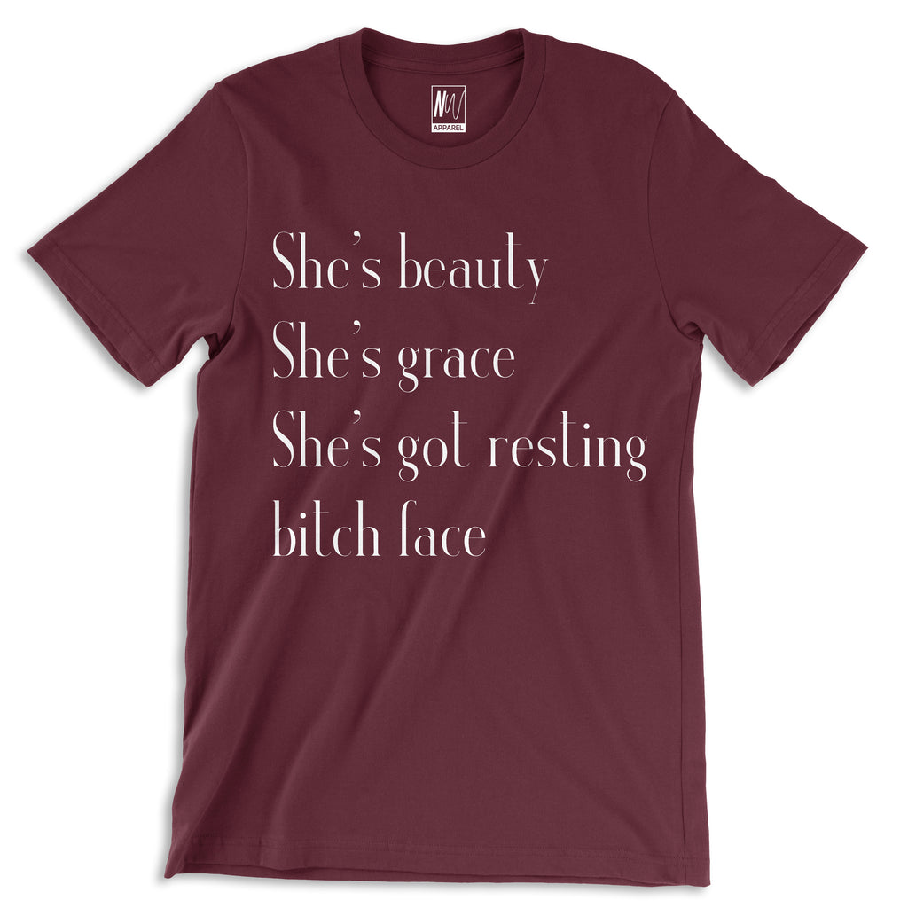 Beauty, Grace, Resting B*tch Face T-Shirt - Pick Color