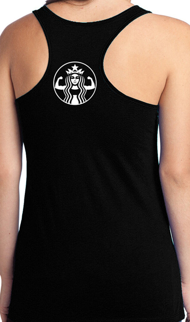SALE!! STARBUFF Parody MINI LOGO Tank Top Racerback, White Print