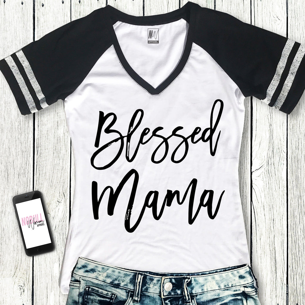BLESSED MAMA Shirt V-Neck Pick Color