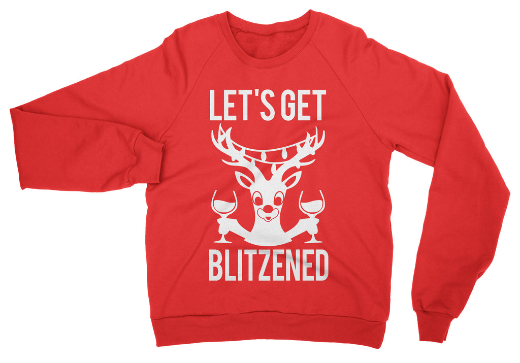 LET'S GET BLITZENED Christmas Sweater Glasses Version Men or Women - Pick Color