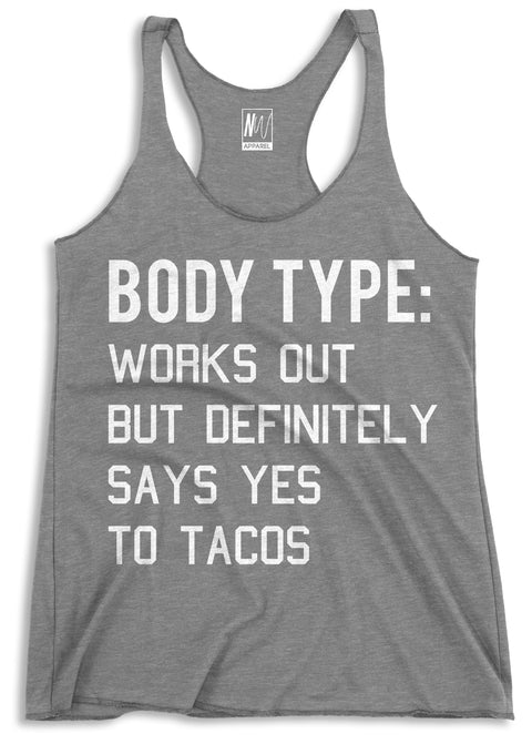 BODY TYPE Loves Tacos Heather Gray Tank Top
