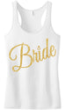BRIDE Gold Glitter Cursive Tank Top