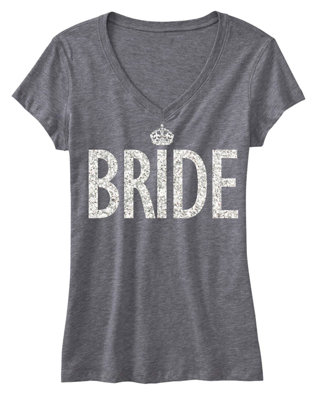 BRIDE GLITTER SHIRT Gray V-neck