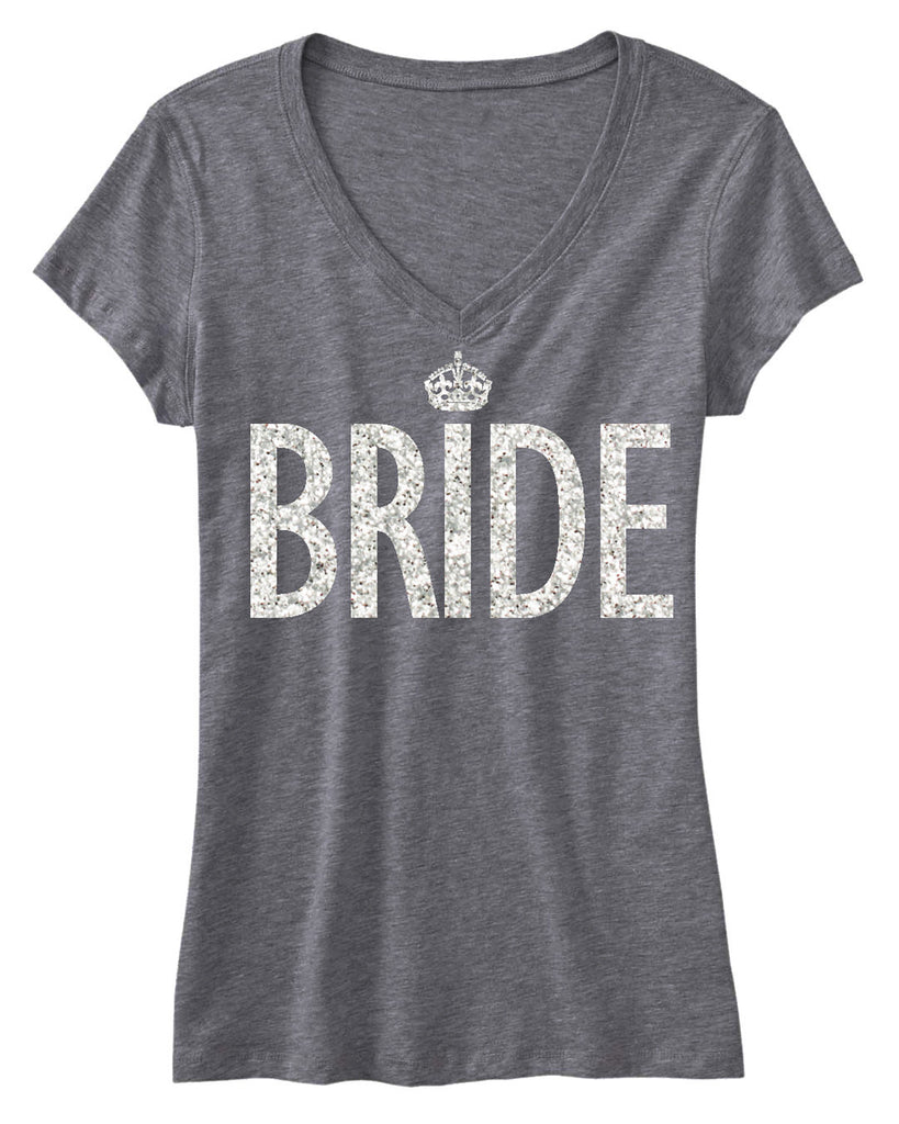 BRIDE GLITTER SHIRT Gray V-neck