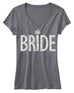 BRIDE GLITTER SHIRT Gray V-neck