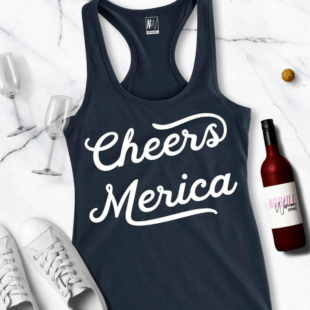 CHEERS MERICA Tank Top 4th of July Shirt - Pick Color