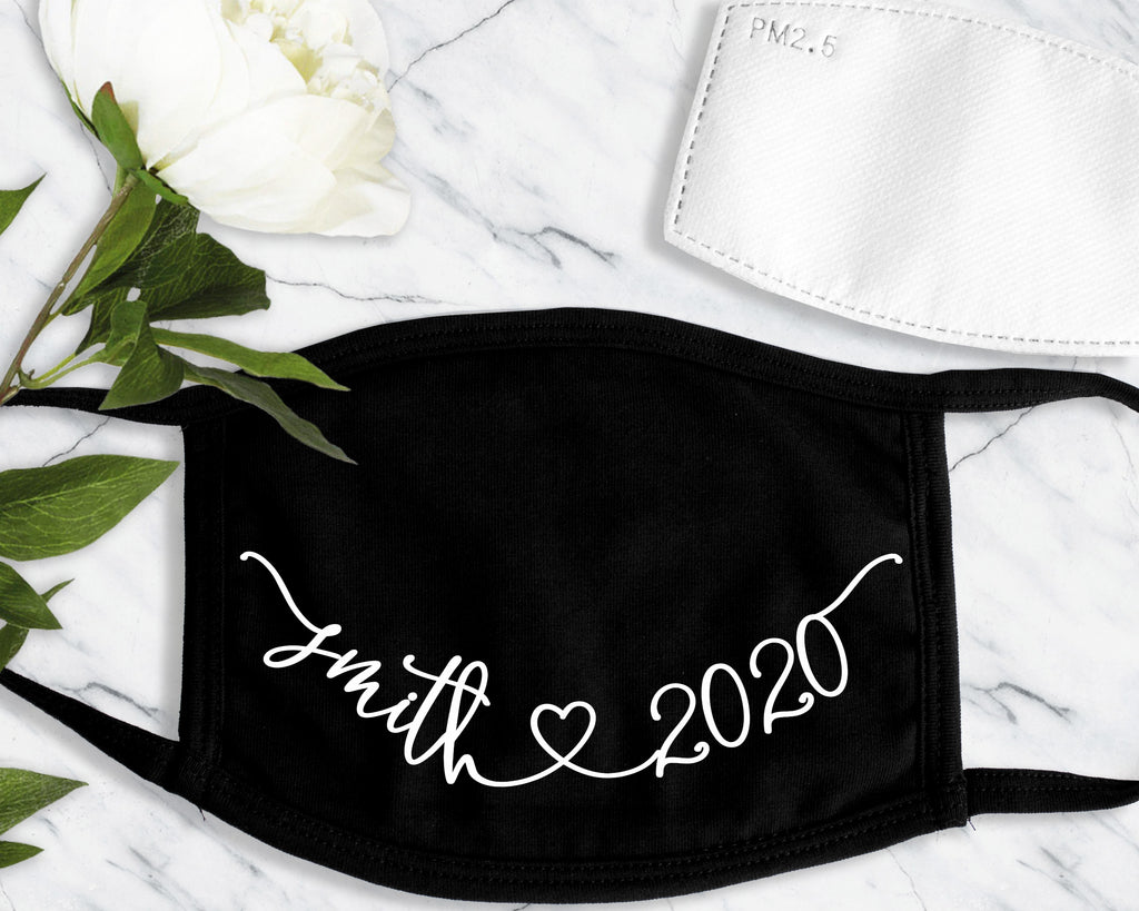 CUSTOM FACE MASKS for Adult Wedding Guests with Filter Pocket and 1 Filter