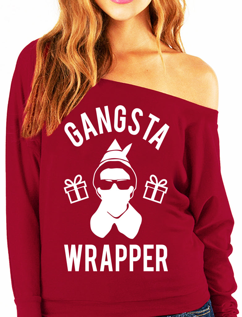 Gangsta Wrapper Slouchy Off-Shoulder Sweatshirt - Pick Color