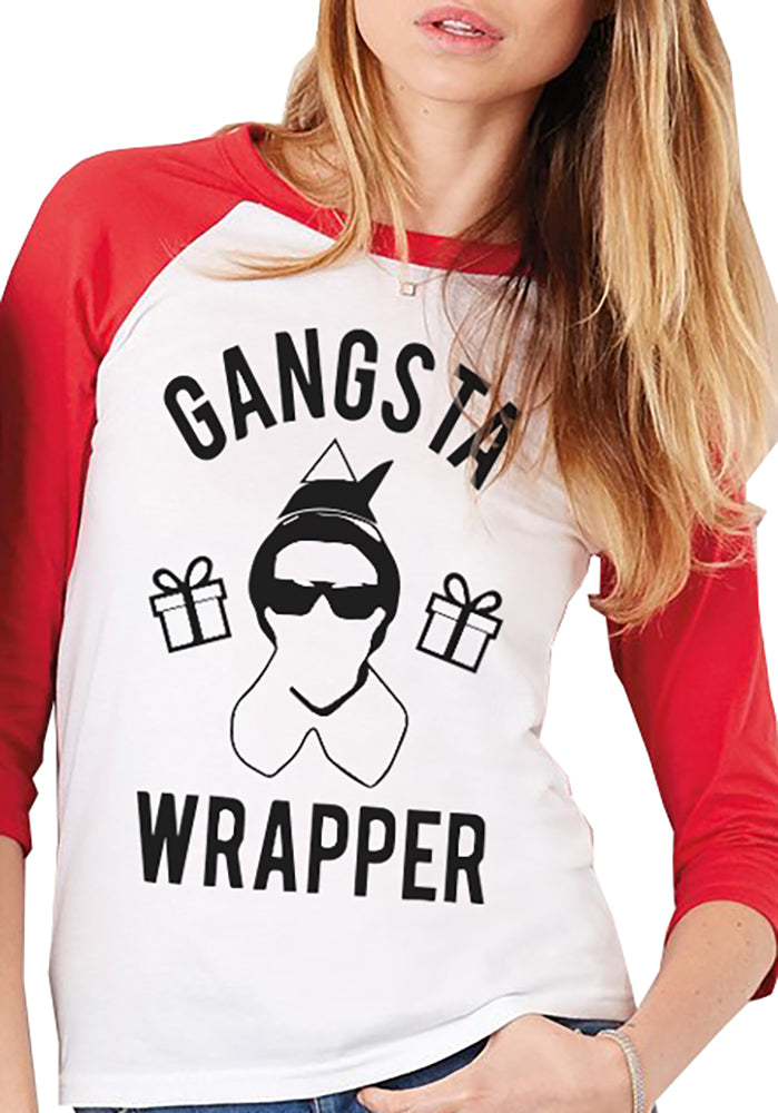 GANGSTA WRAPPER Christmas Baseball Tee