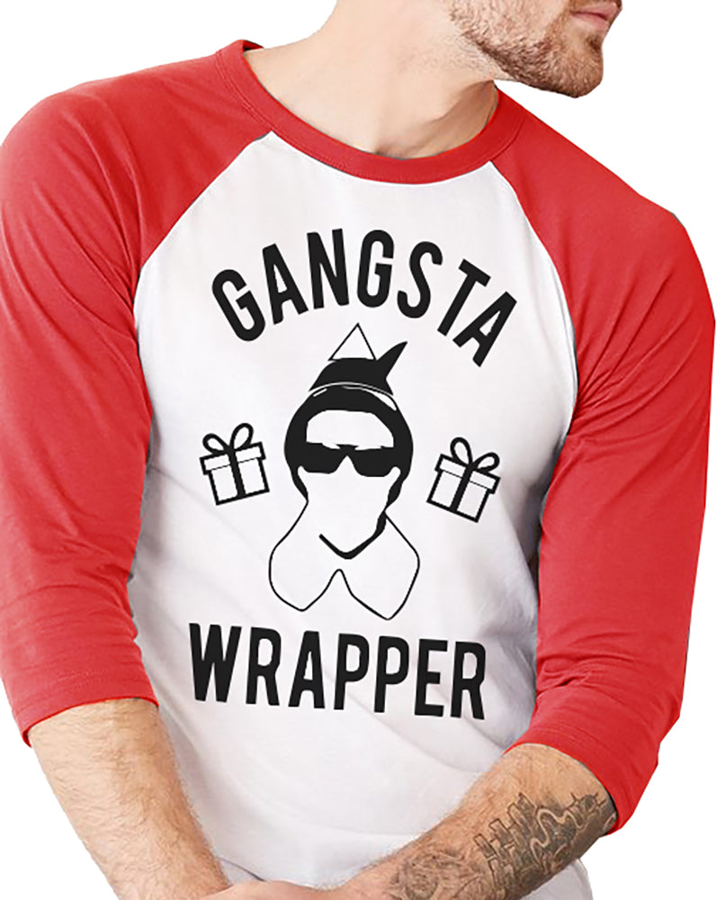 GANGSTA WRAPPER Christmas Baseball Tee