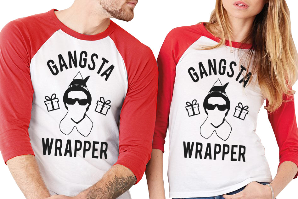GANGSTA WRAPPER Christmas Baseball Tee