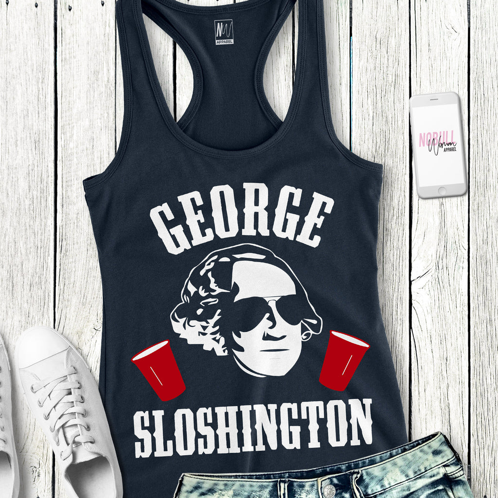 George Sloshington - Navy Tank with White & Red Print