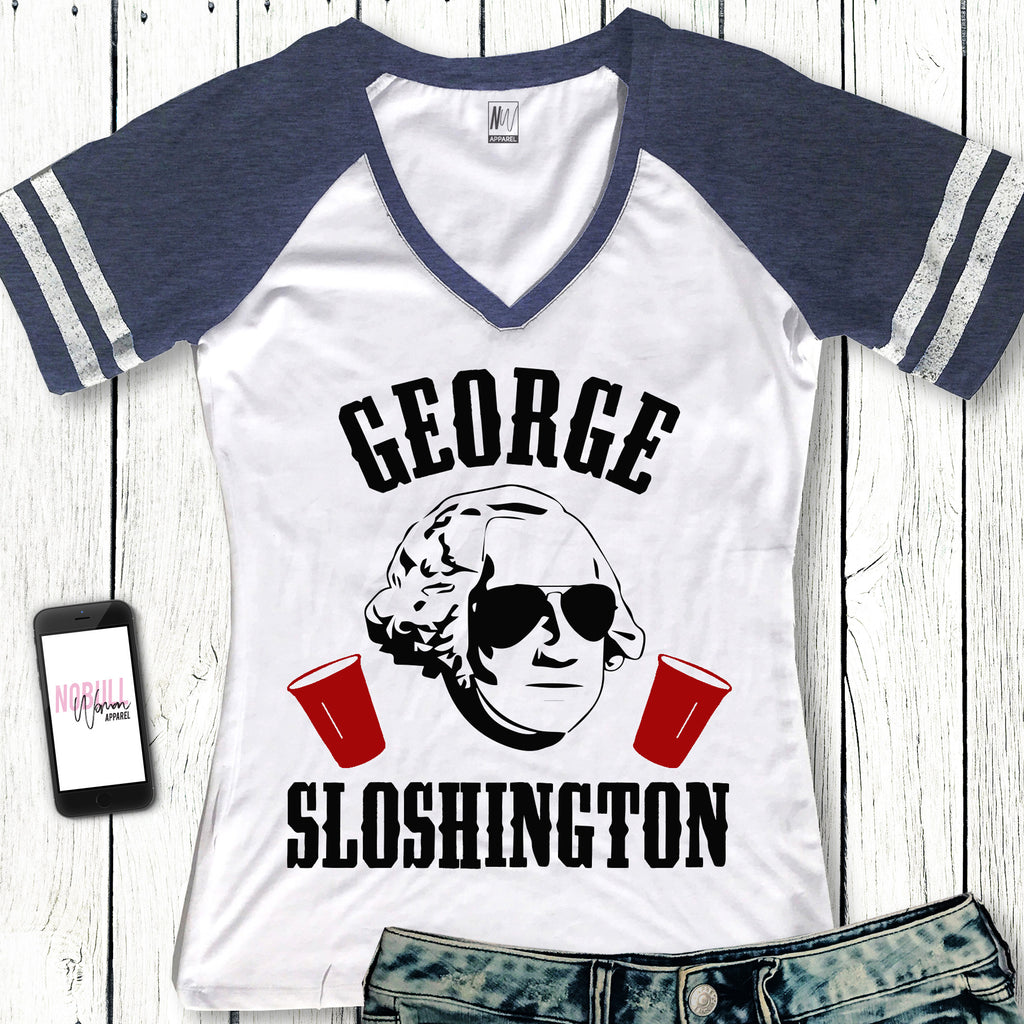 MOUNT SLOSHMORE 4th of JULY Shirt White V-neck