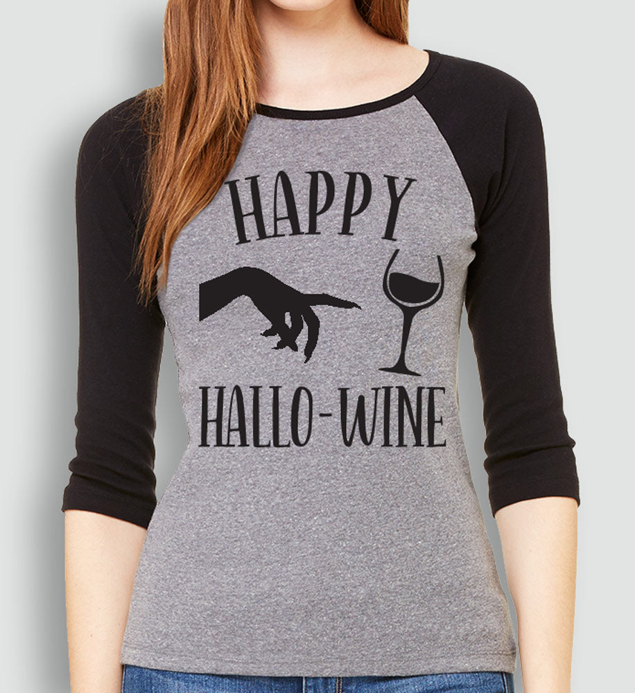 Happy HalloWine Witch Baseball Tee - Pick Color