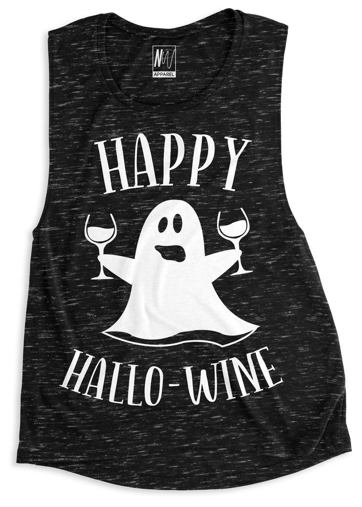 Happy HalloWine Ghost Marble Muscle Tank Top