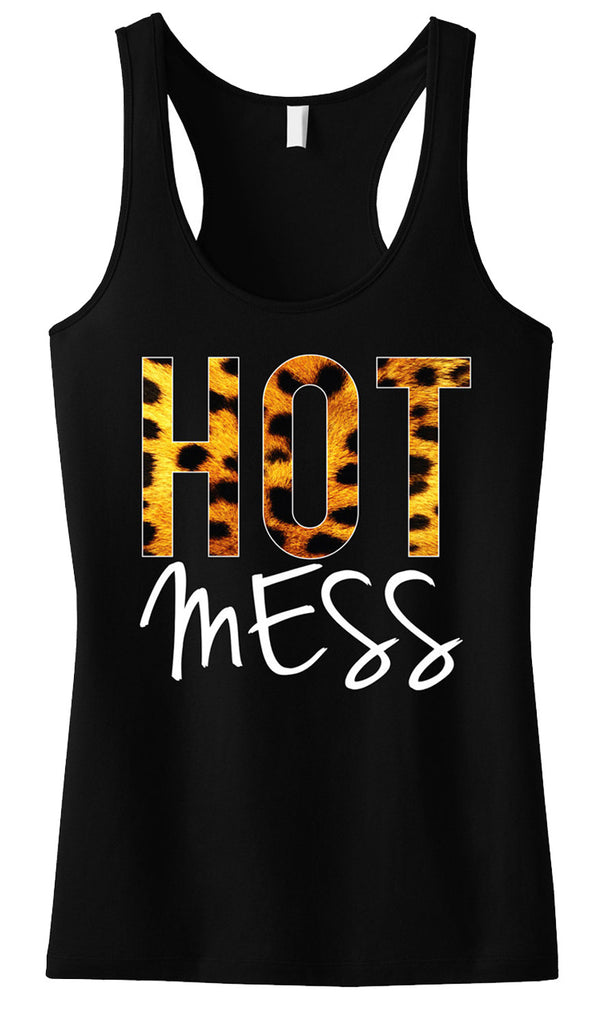HOT MESS Tank Leopard Black Workout Tank Top