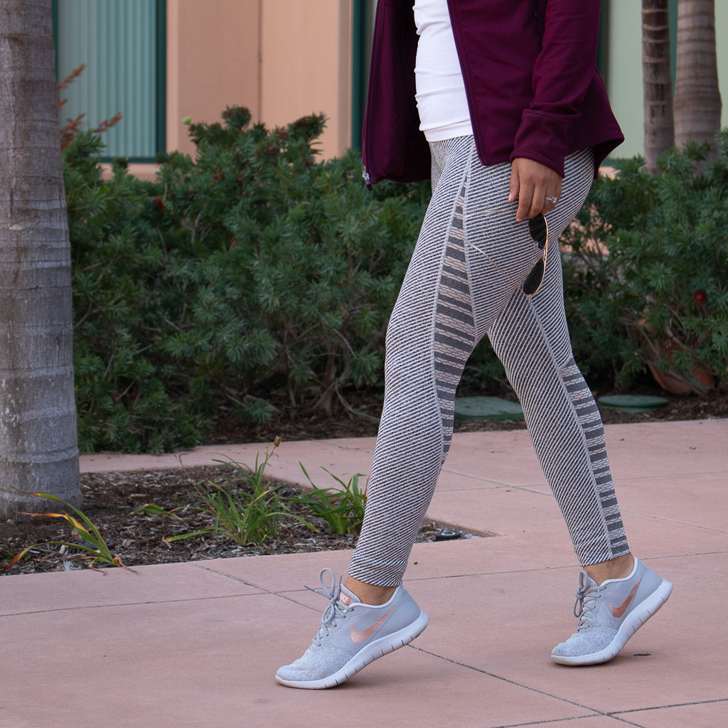 High Waist Gray Woven Mesh Leggings