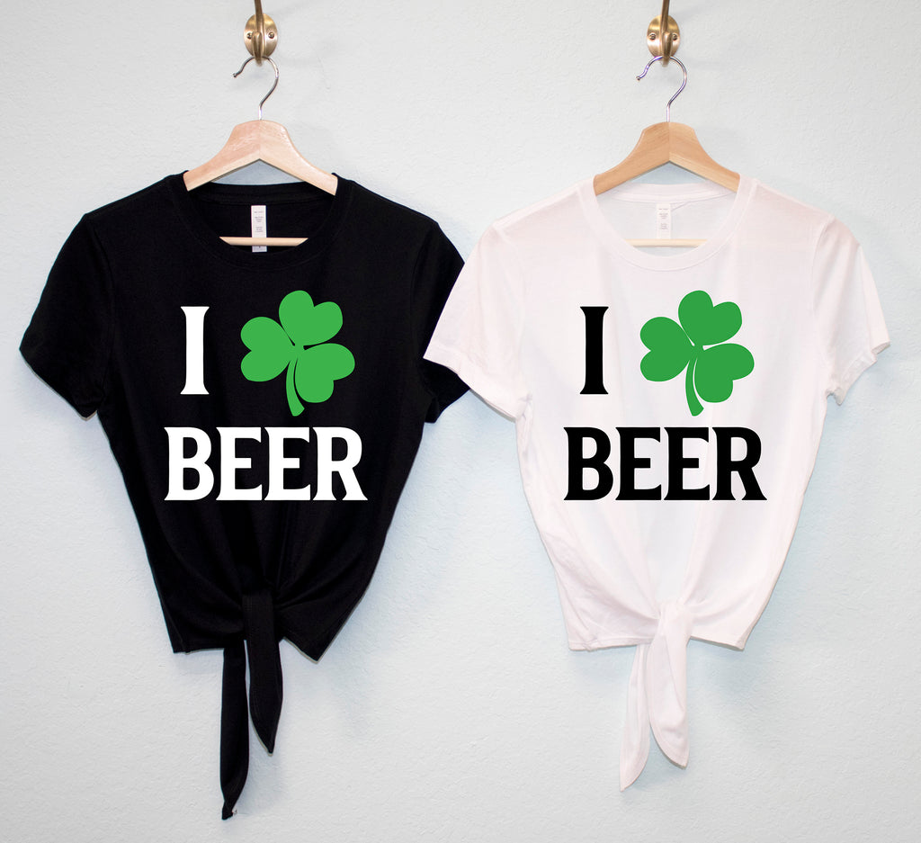 I LOVE BEER Shamrock St. Patrick's Day Crop Top Shirts