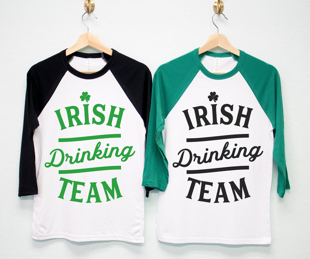 IRISH DRINKING TEAM St. Patrick's Day Shirt Unisex Baseball Tee - 6 Names to Pick