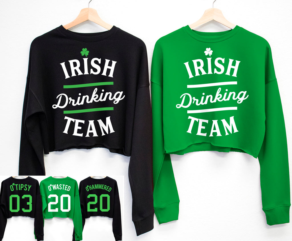 Irish Drinking Team St. Patrick's Day Cropped Sweater - 6 Names to Pick