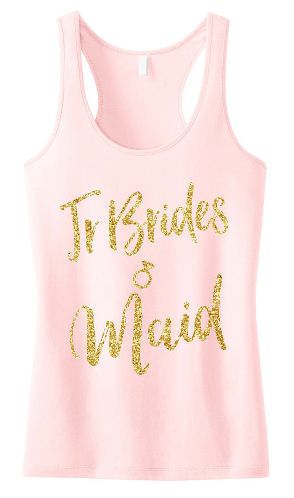 Jr Bridesmaid Script Tank Top with Gold Glitter - Pick Color
