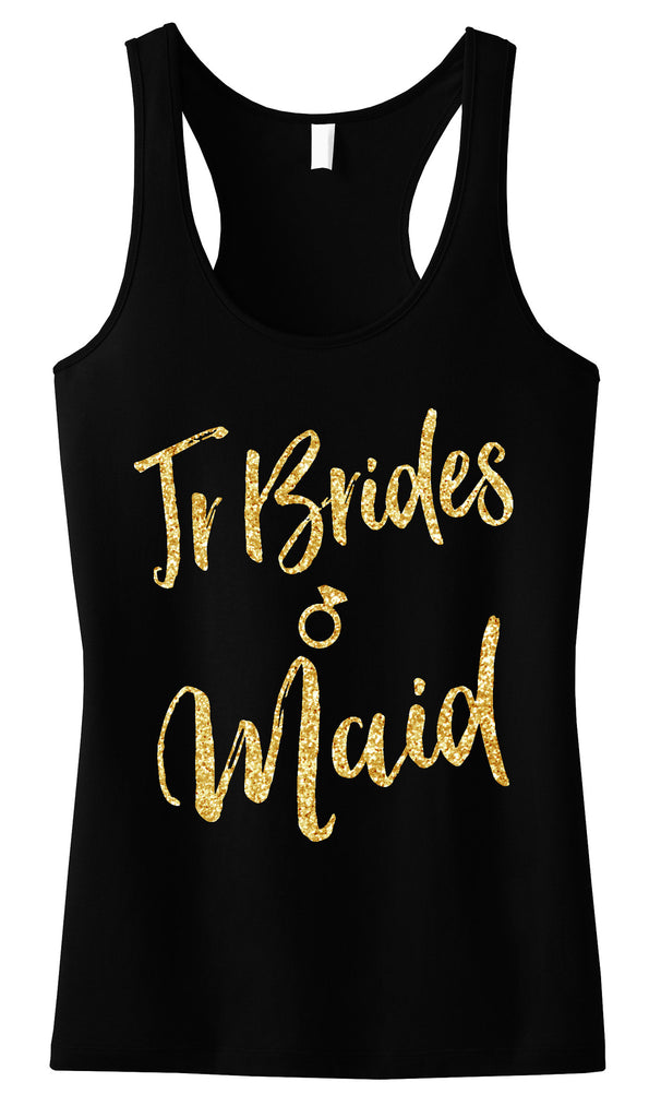 Jr Bridesmaid Script Tank Top with Gold Glitter - Pick Color