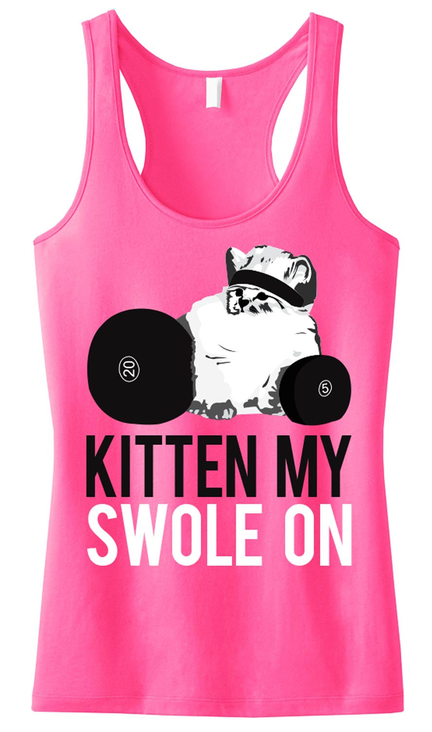 KITTEN MY SWOLE ON Pink Workout Tank Top