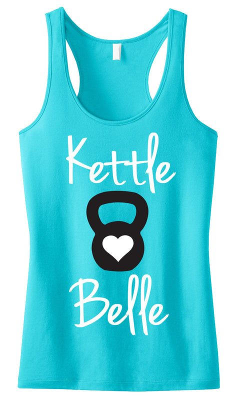 Kettle Belle Workout Tank Top, Teal Racerback