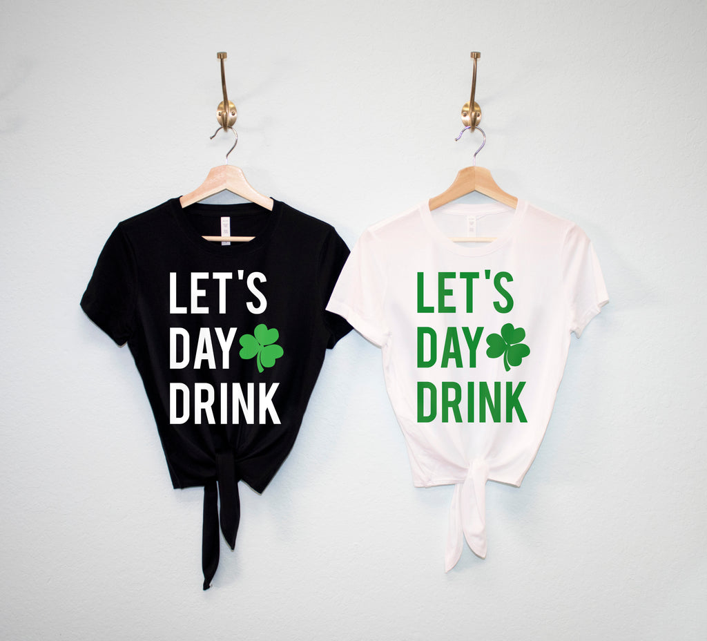 LET'S DAY DRINK Women's St Patrick's Day Crop Top Shirts