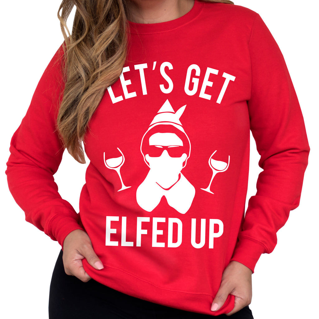 Let's Get Elfed Up Christmas Wine Crew Neck Sweatshirt