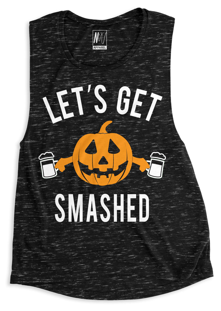 Let's Get Smashed Halloween Black Marble Muscle Tank Top