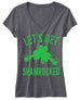 Let's Get Shamrocked - Womens Gray V-neck Green Print