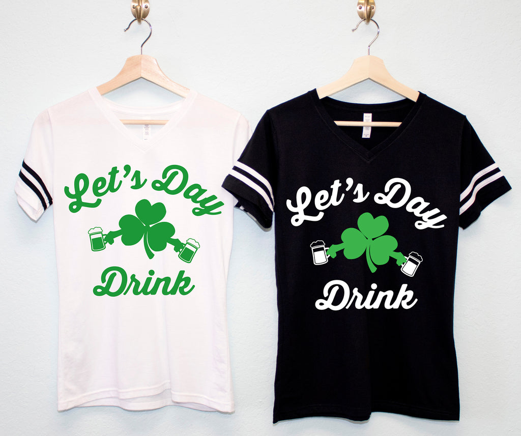 LET'S DAY DRINK Women's St. Patrick's Day Tee - Cursive Style