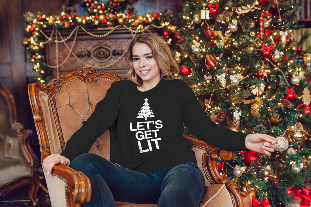 Let's Get Lit Christmas Sweatshirt Crew Neck - Pick Color