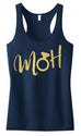 MOH Script Maid of Honor Tank Top with Gold Glitter - Pick Color
