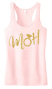 MOH Script Maid of Honor Tank Top with Gold Glitter - Pick Color
