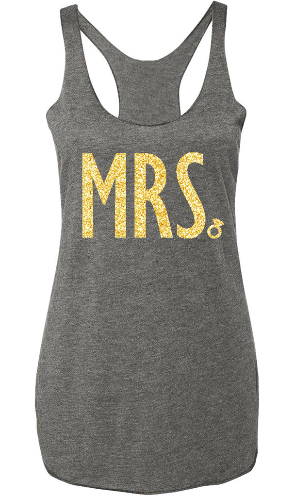 MRS Gold Glitter Bride Tank Top Heather Gray