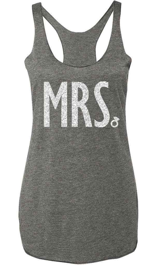 MRS Silver Glitter Bride Tank Top Heather Gray
