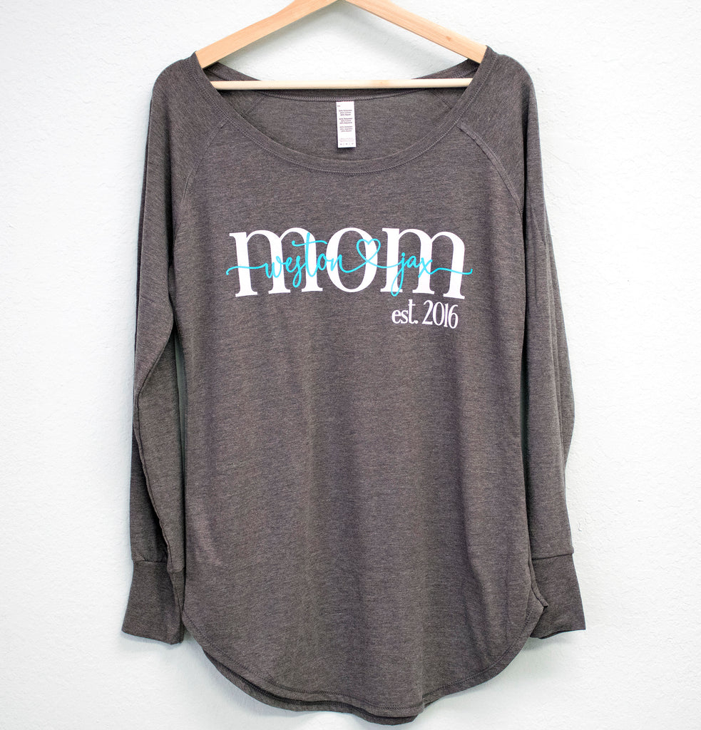 Mom Est. Custom Names & Date Maternity Shirt