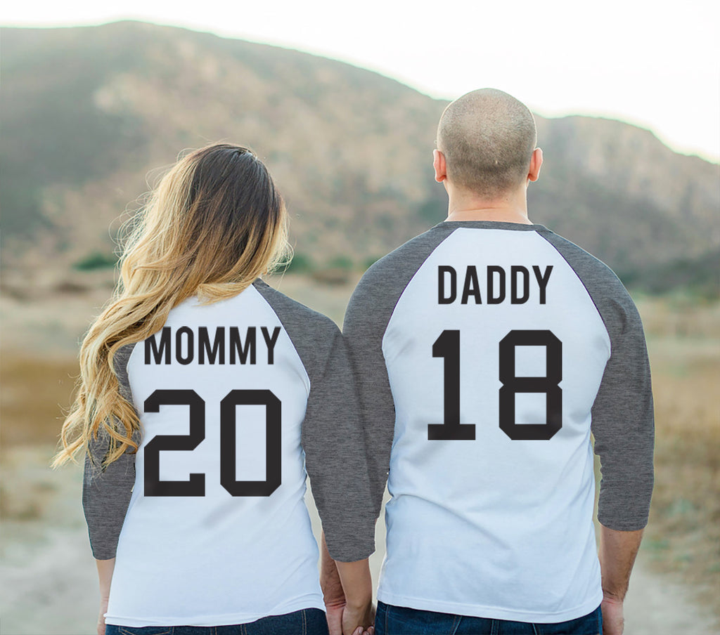 MOMMY + DADDY Baseball Tees CUSTOM Numbers Set