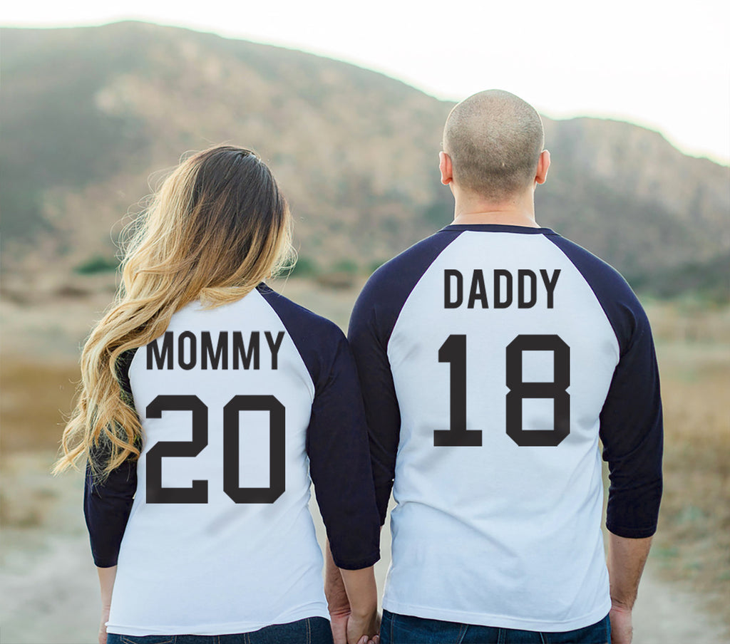 MOMMY + DADDY Baseball Tees CUSTOM Numbers Set